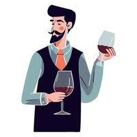 A man with a beard and a wine glass vector