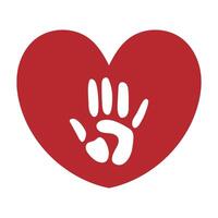 A red heart with a handprint on it vector