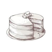 A drawing of a cake with a slice missing vector
