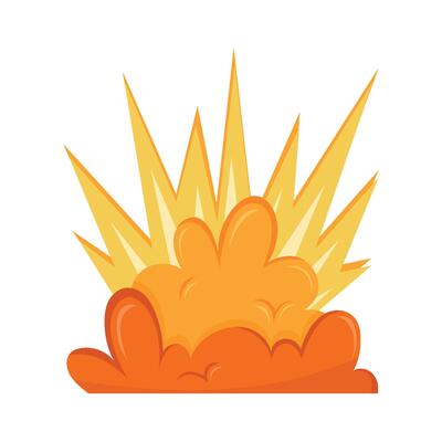 An orange explosion icon on a white background