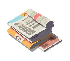 A stack of newspapers and magazines on a white background vector