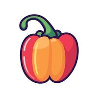 A red and orange pepper with a green stem vector
