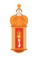 An orange lantern with a flame inside vector