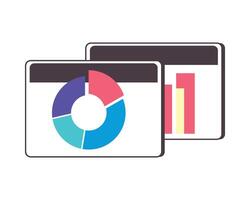 A laptop with a pie chart on it vector