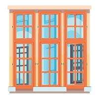 A cartoon illustration of a window with a door vector