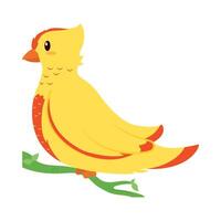 A yellow bird sitting on a branch vector