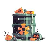A cartoon illustration of a radioactive waste can vector