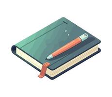 An open notebook with a pen and pencil vector
