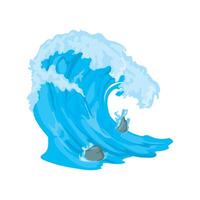 A cartoon wave with rocks and a rock vector