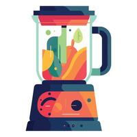 A blender with fruit and vegetables inside vector