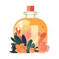 An illustration of a perfume bottle with flowers vector
