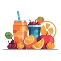 Fresh fruit juice and smoothie illustration vector