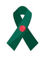 A green ribbon with a red dot on it vector