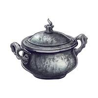An illustration of a pot with a lid vector