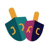 Two dreidels with the word hanukkah on them vector