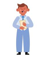 A cartoon man in a suit holding a folder vector