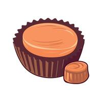 A chocolate cupcake with a peanut butter filling vector