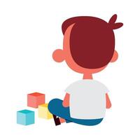 A boy sitting on the floor with blocks vector