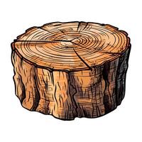 A drawing of a tree stump with a cut in it vector