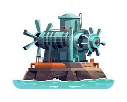 An illustration of a large machine on a rock vector