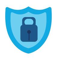 A blue shield with a lock on it vector