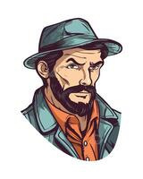 A man with a beard and hat vector