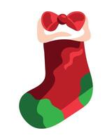 Christmas sock with bow on white background vector