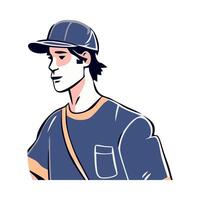 A cartoon man in a baseball cap vector