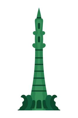A green tower with a green top