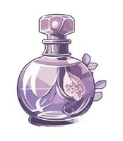 A perfume bottle with a flower on it vector