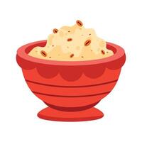 A bowl of rice with nuts in it vector