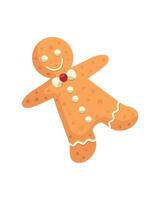 A gingerbread man is lying on a white background vector