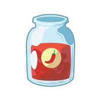 A jar of chili peppers with a lid on it vector