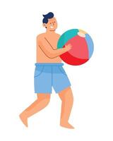 Man playing beach ball illustration vector