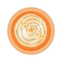 A bowl of soup with a spiral pattern on it vector
