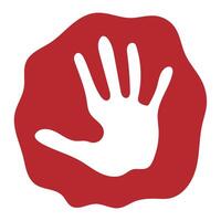 A red hand with a white hand in the middle vector
