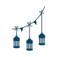 Three lanterns hanging on a string vector