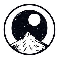 A mountain with a moon and stars in the background vector