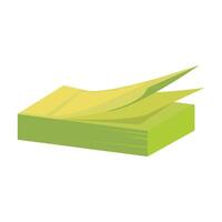 A stack of yellow paper with a green leaf on top vector