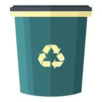 A green recycle bin with a yellow arrow on it vector