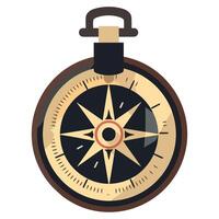 A compass with a black and gold dial vector