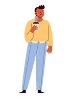 Man drinking coffee illustration vector