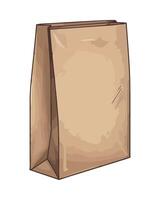 Brown paper bag with a white background vector