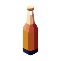 Beer bottle isometric illustration on white background vector