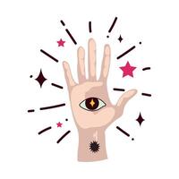 Illustration of a hand with an eye on it vector