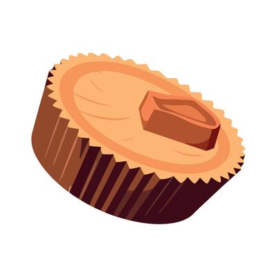 A chocolate peanut butter cupcake on a white background