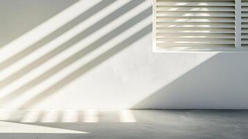 Bright and Airy Minimalist White Window with Geometric Patterns of Light and Shadow photo