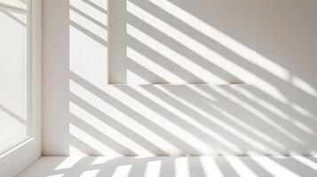 Minimalist White Window with Shimmering Sunlight Patterns photo