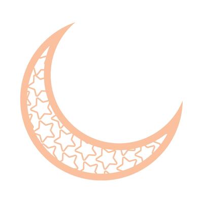 A crescent with stars and a star in the middle
