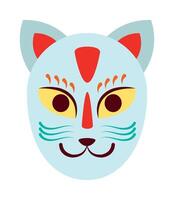 A cat mask with a red nose and yellow eyes vector